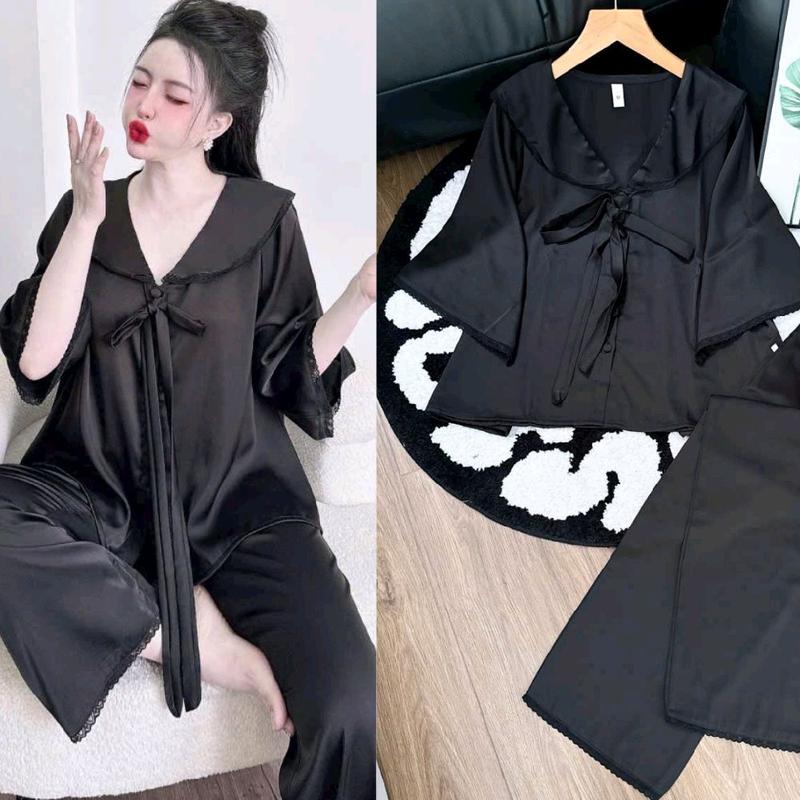 90_150KG Bigsize PIJAMA Cổ sen Tay dơi quần dài phối ren viền mặc nhà ra đường sang chảnh có nhiều MAU