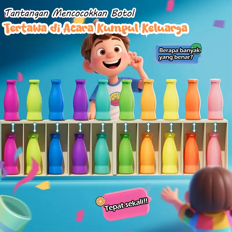 Permainan Mencocokkan Botol Tantangan Pengembangan Memori Mainan Edukatif Tebak Warna Permainan Meja Keluarga Seru untuk Anak-anak dan Dewasa atau Pesta Ramadhan