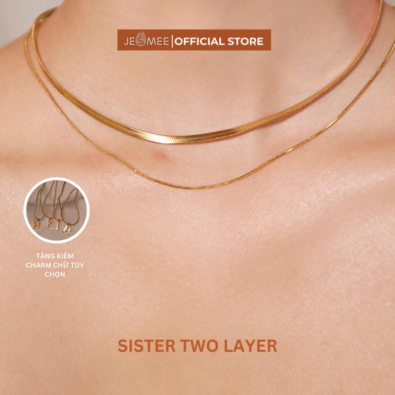 Vòng Cổ Nữ 2 Dây Thiết Kế Thanh Lịch Layer Sister Two Jesmee - N2530 dây chuyền