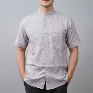 Kemeja Pria Sanghai Mega Kemeja Pria Motif Modern Lengan Pendek Slim Fit Premium by Tjantik.id