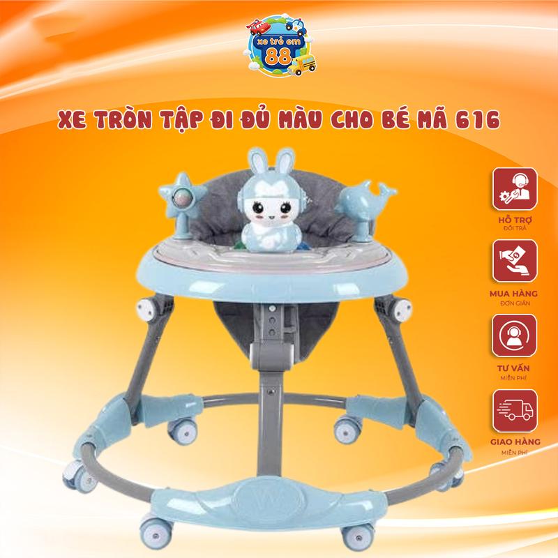 Xe tròn tập đi MẪU MỚI cho bé Không có cán đẩy không có lót chân em