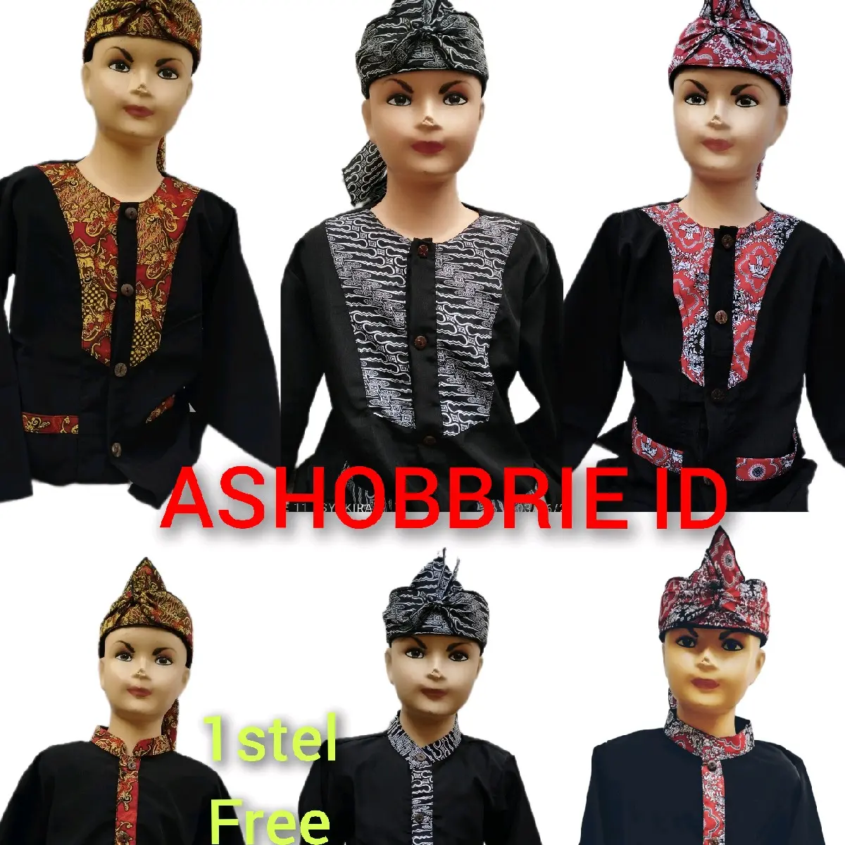 Baju pangsi anak batik/stelan pangsi sunda/stelan baju pangsi free iket buat usia 3_12 tahun