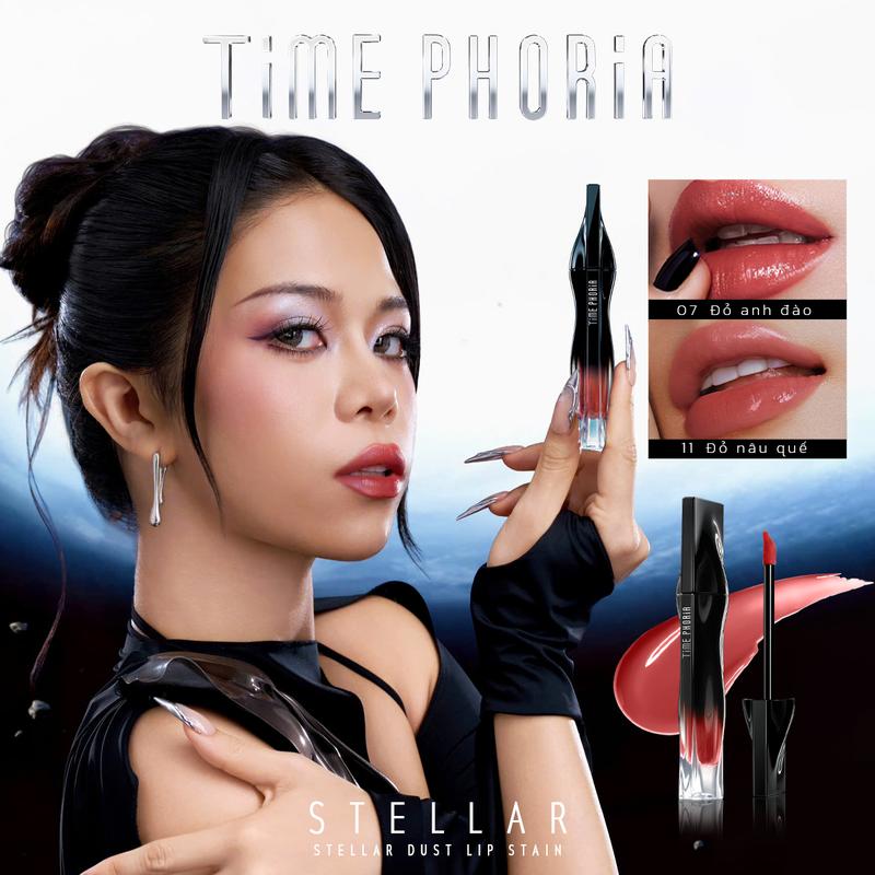 HOT SALE TIME PHORIA - STELLAR DUST LIP STAIN 5ML | Son tint bóng lì | Trang điểm chuẩn màu lâu trôi