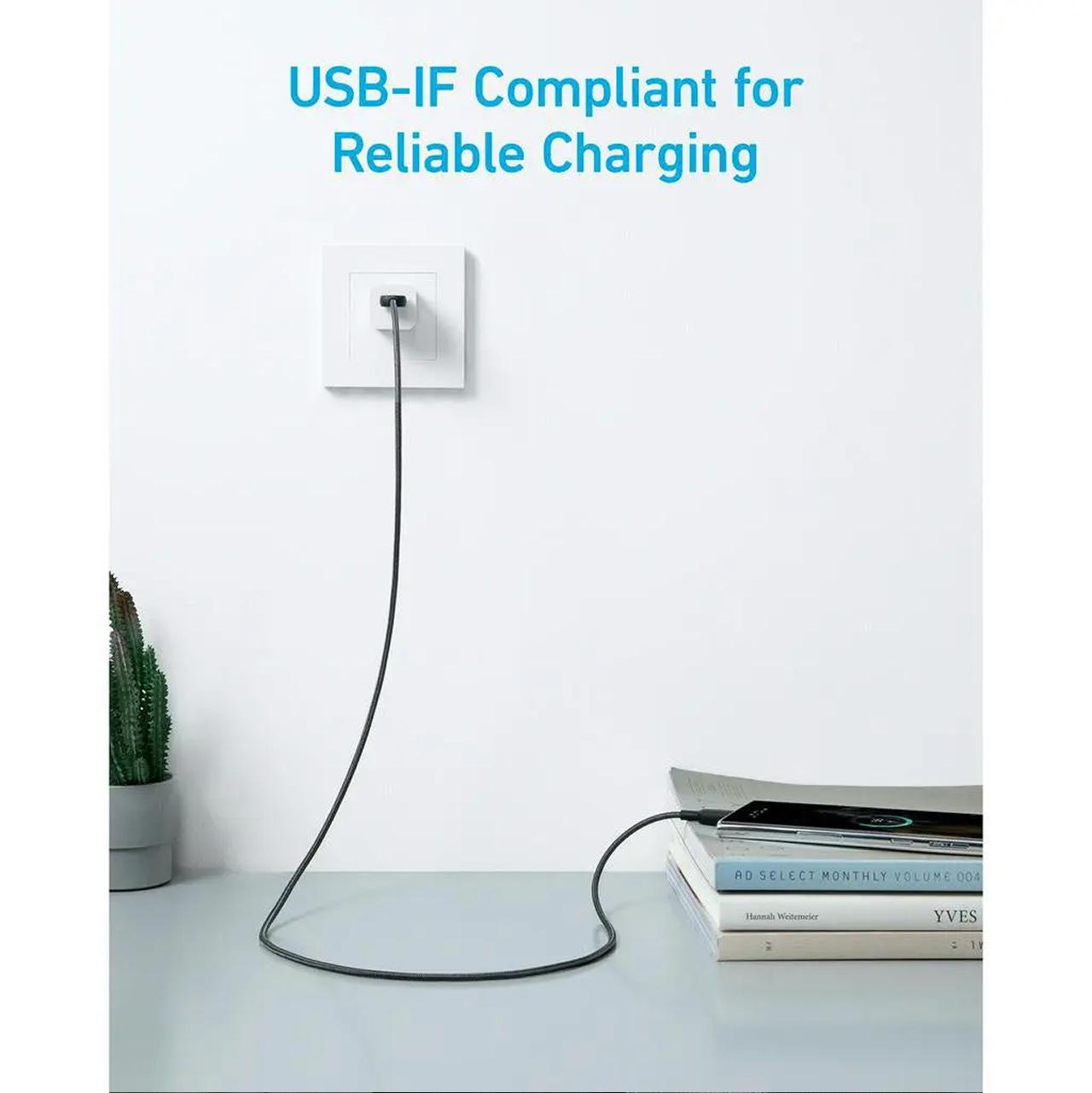 Anker Kabel Charger USB C - USB A 15W Braided 0.9m 322 Powerline - White A81H5H21