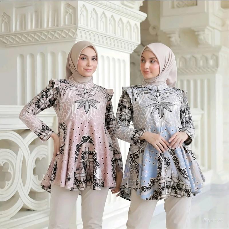 batik wanita perkantoran pink soft Katun 5