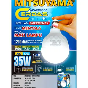 LAMPU/BOHLAM EMERGENCY 35WATT MITSUYAMA MS-E9835C  CERDAS SERIES- OTOMATIS NYALA SAAT MATI LAMPU - CAHAYA TERANG DAN TAHAN LAMA