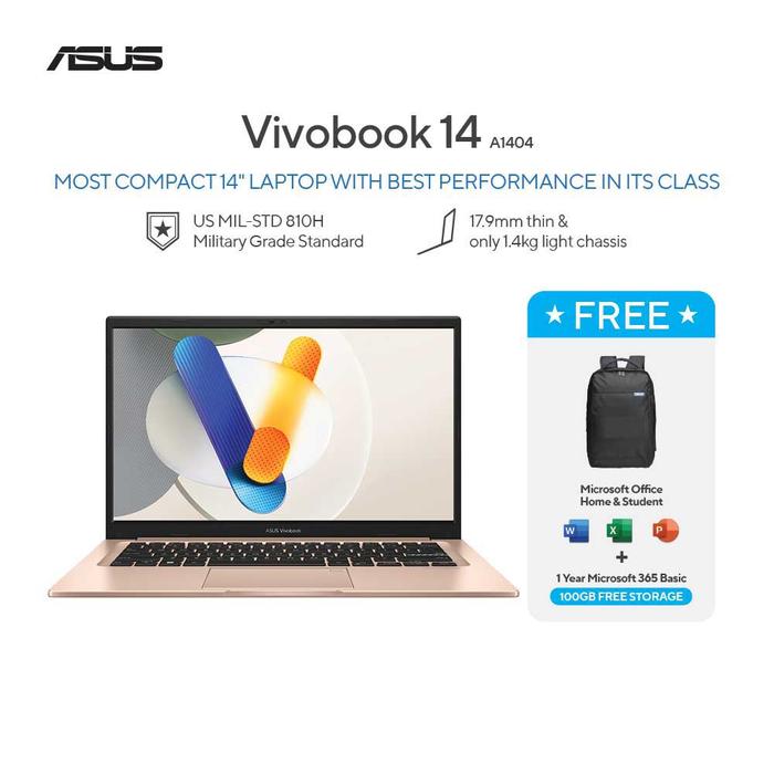 Gambar Asus Vivobook 14 A1404VAP VIPS [Core 7-150U|RAM 8GB|SSD 512GB|Win11|OHS24+365] dari megacom.id Kota Administrasi Jakarta Pusat Tokopedia