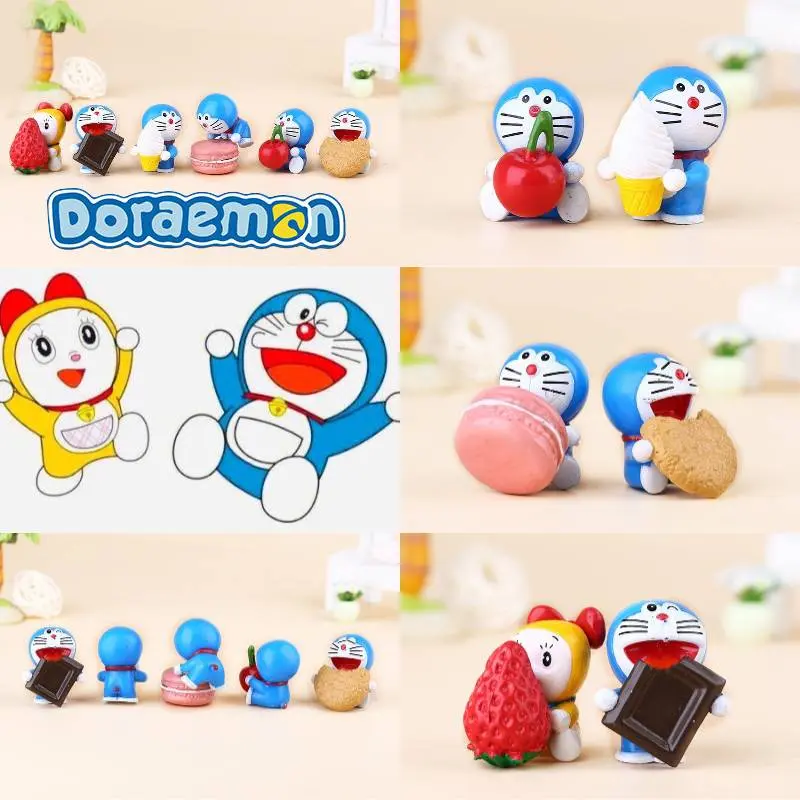 Cartoon Doraemon Dora Cake Scene Collectible Model