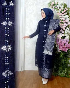 Setelan Kebaya Terbaru Tunik Brokat Malika Full Payet Busui Friendly Rok Songket Selendang