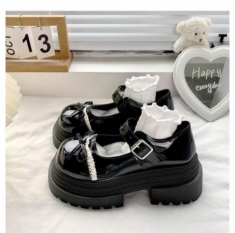 Giày Đốc Nữ Đế Cao 6P Đính Nơ Viền Ren Tiểu Thư Phong Cách Hàn Quốc V910 - Giày Nữ