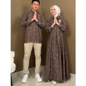 Hawa Set Gamis Couple Motif Printing By Melisa Syari