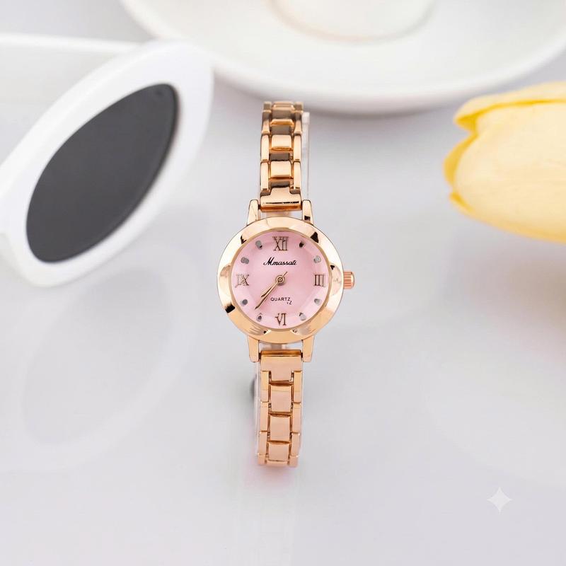 [ DEAL 1K ] - Đồng Hồ Nữ Mmassati Quartz Mặt Tròn Khảm Xà Cừ Trắng Dây Thép Không Gỉ Sang Trọng Thanh Lịch