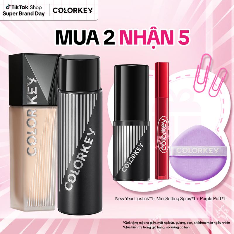 EX-NGÂN HỨA COMBO 2 MÓN: Kem Nền 30g Hỗ Trợ Kiềm Dầu + 1 Xịt Khóa 100ml COLORKEY “Bản Thiết Kế Vĩ Đại - Nền Bền Lì Ngại Gì Thời Gian”