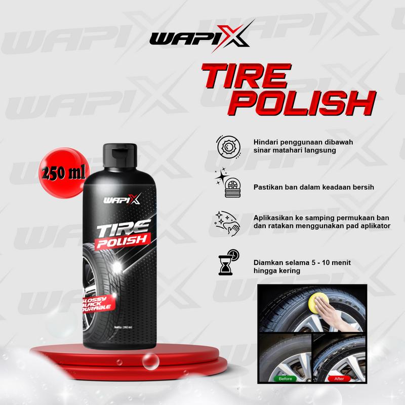 WAPIX - TIRE POLISH -  Ban Kendaraan Wet Look Hitam Mengkilap dan Tahan Lama   ban semir motor 3