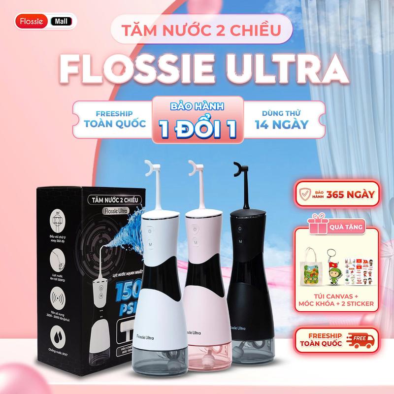 [DEAL CHỐT HẠ] FLOSSIE ULTRA - Máy Tăm Nước 2 Chiều | Làm Sạch Sâu, Bảo Vệ Nướu - Tặng 1 túi canvas, 1 móc khóa, 2 tấm sticker