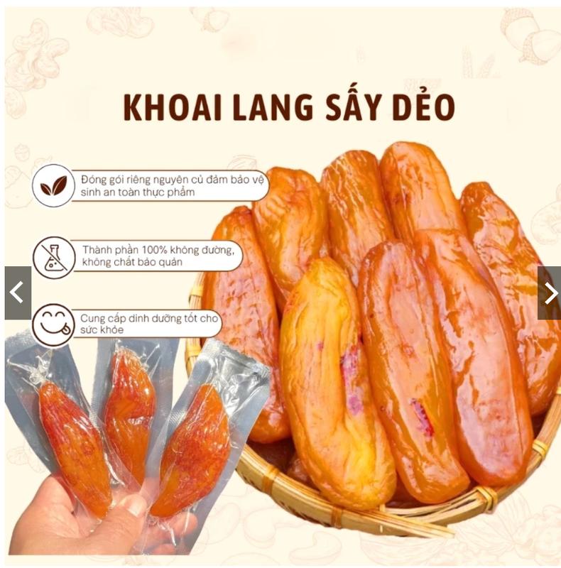COMBO 2KG Khoai Lang Mật Sấy Dẻo Không Đường Gram Hút Chân Không