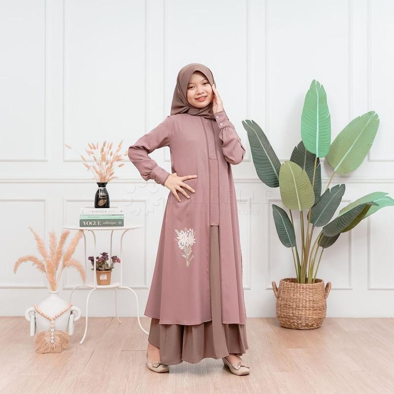 Athaya Tunik set Gamis Anak Tanggung Perempuan Usia 9-15 tahun Baju Kondangan Anak Terbaru 2024 Mewah Pakaian Muslim Anak Perempuan Kekinian Plus Hijab 5