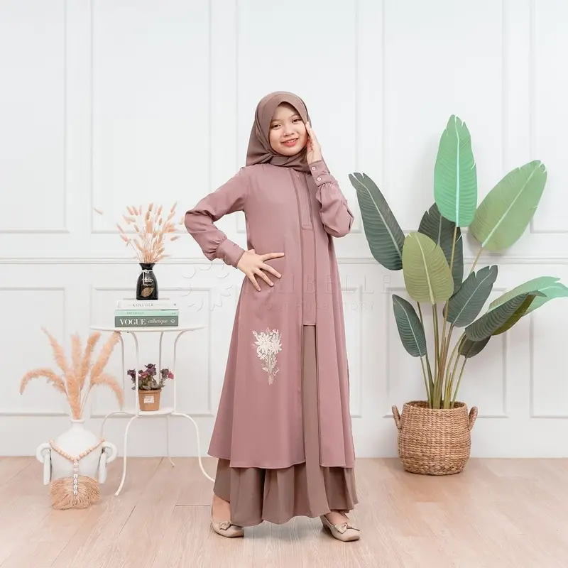 Athaya Tunik set Gamis Anak Tanggung Perempuan Usia 9-15 tahun Baju Kondangan Anak Terbaru 2024 Mewah Pakaian Muslim Anak Perempuan Kekinian Plus Hijab 5