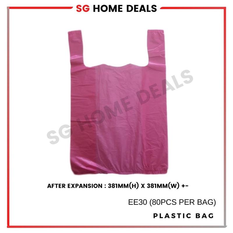 (SG STOCK) Plastic Shopping Bag with Handle 80PCS/60PCS Carrier Bag, Plastic Bag, Singlet Bag Multiple sizes Thick Bag 1