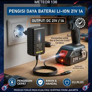 Adaptor Charger Cas Mesin Bor Cordless Drill Gerinda Jet Cleaner 21V-12V 1A COD