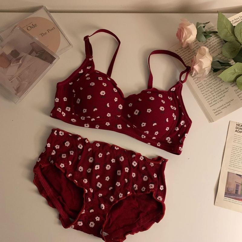 Product Introduction of Year of Birth Dragon Lucky Underwear for Women Push up Push up Anti-Sag Wireless Red Wedding Bra Set 03 23
