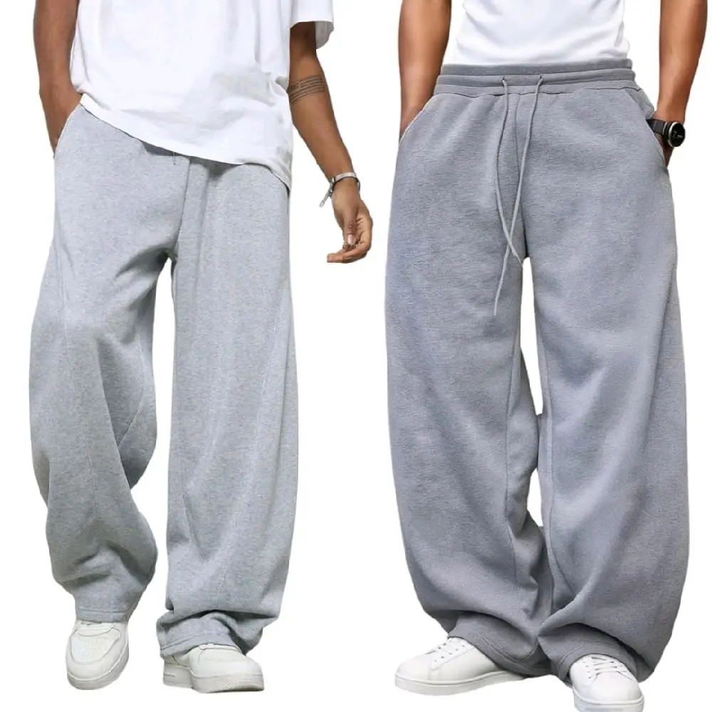Celana Panjang Training Sweatpants Baggy Pria Dewasa Casual Korean Style Bahan Katun Fleece Nyaman Lembut Full Karet