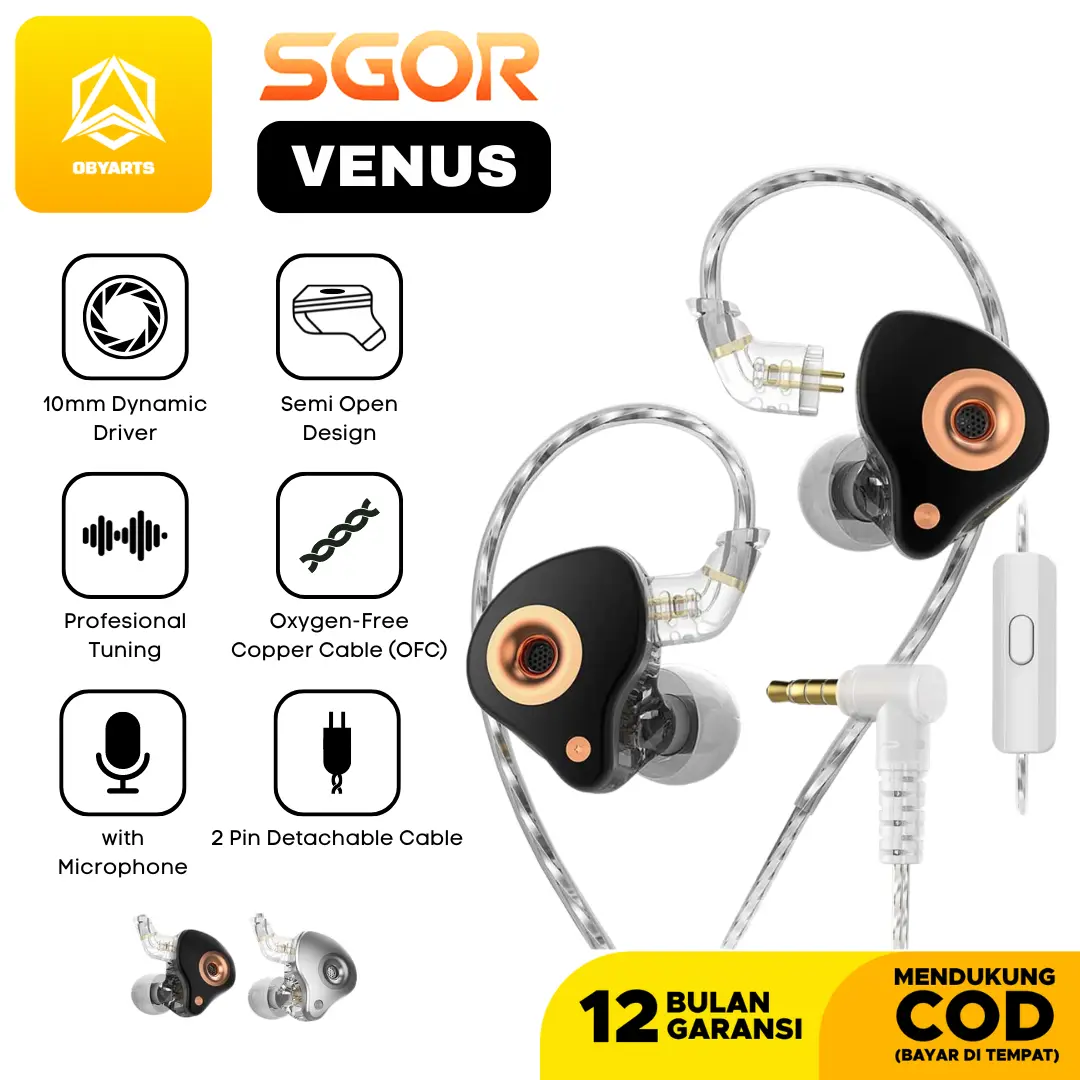 Earphone SGOR VENUS with Mic Original HiFi IEM Headset Stereo Balanced