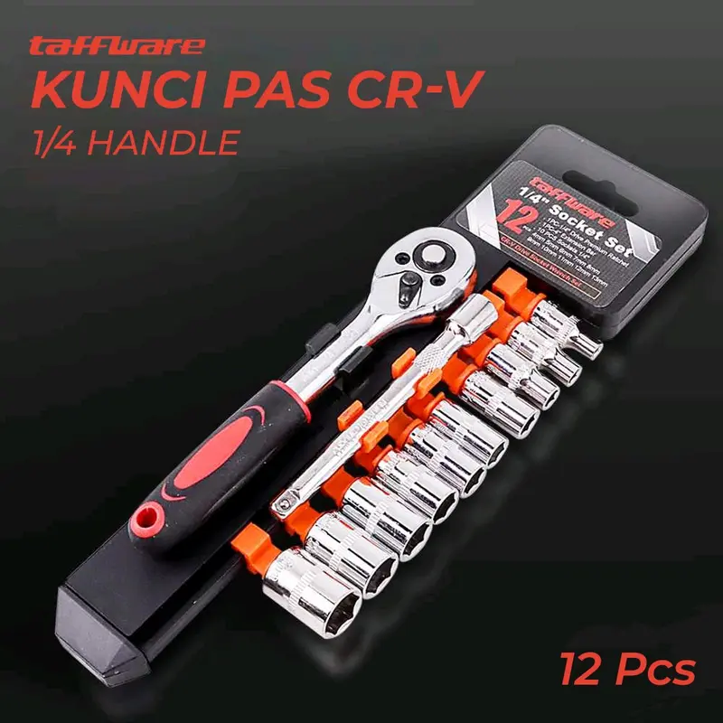 Kunci Pas Shock Taffware CR-V Set 1/4 Handle 12 PCS 0
