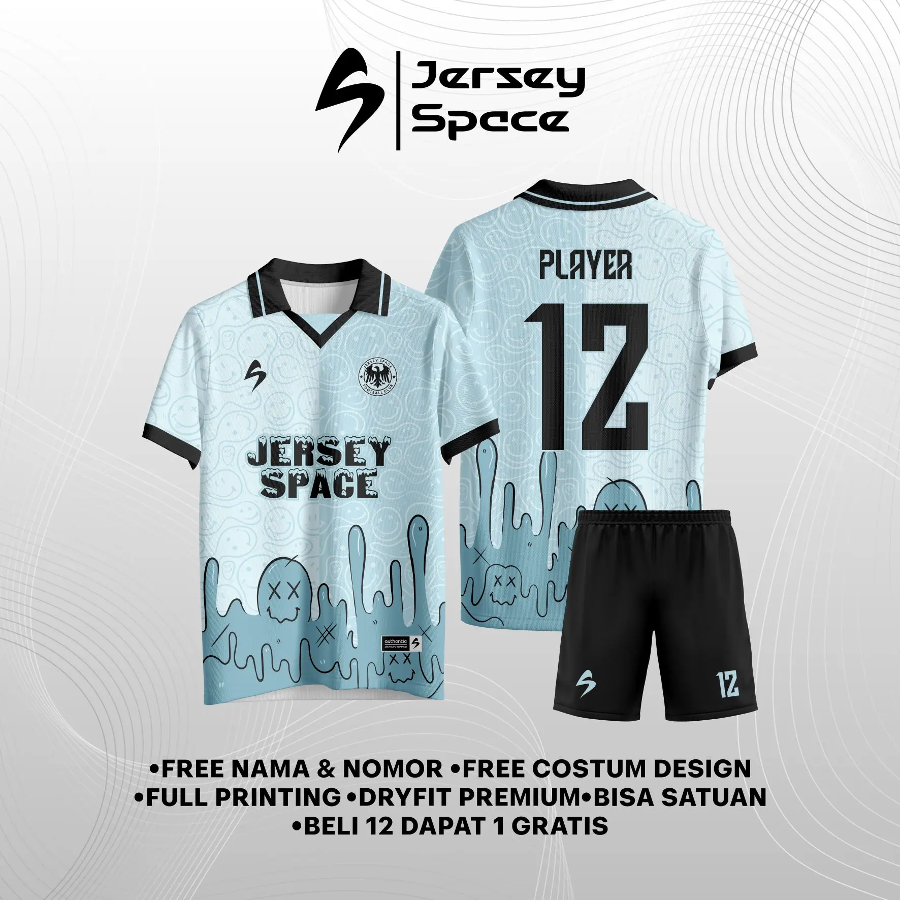 JS38 - Custom Jersey Kaos Futsal Setelan Full Printing Bisa Satuan Free Design Nama Nomor Logo Sport