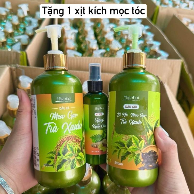 COMBO DẦU GỘI BỒ KẾT MEN GẠO TRÀ XANH GỒM 1 DẦU GỘI 500ml + 1 DẦU XẢ 500ml TẶNG 1 XỊT TÓC NGẢI CỨU