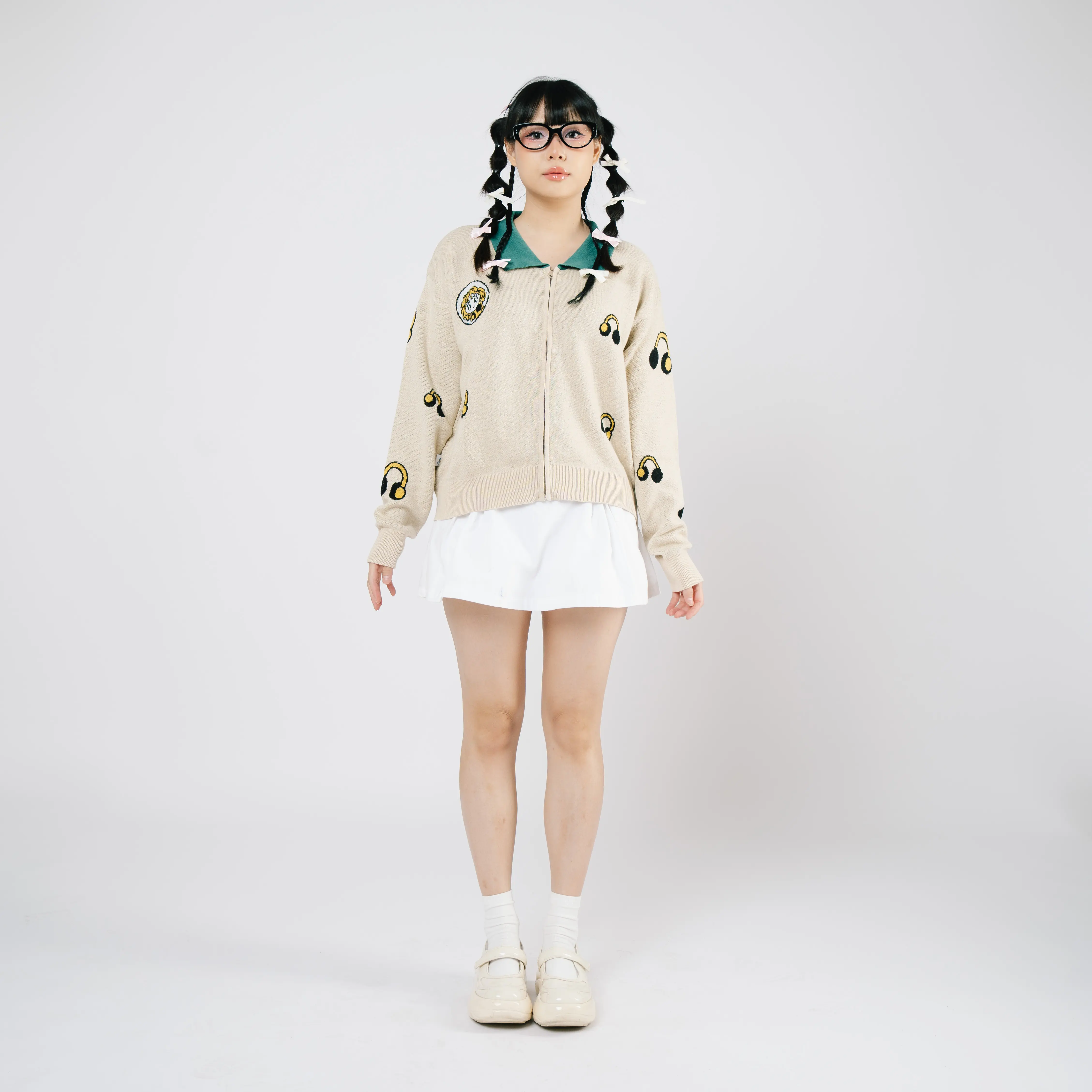 Gurls Club Cardigan Knit Cotton - Emelyn | Knitwear Wanita Crop Katun Lembut Nyaman Tebal Panjang Sweater Oversize Basic Top Kerah Baju Outer Atasan