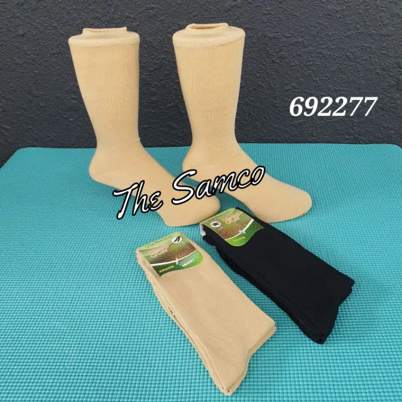 2 PASANG Stokin Tebal Muslimah Socks Long Beige / Black Office Sport School Work Socks Comfinement Stocking Ibu Berpantang [2277] [The Samco]