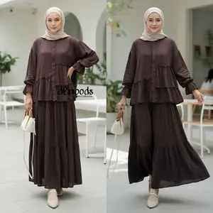 Hana Set Rayon Twill Polos Setelan Rok Susun Wanita Busui Friendly
