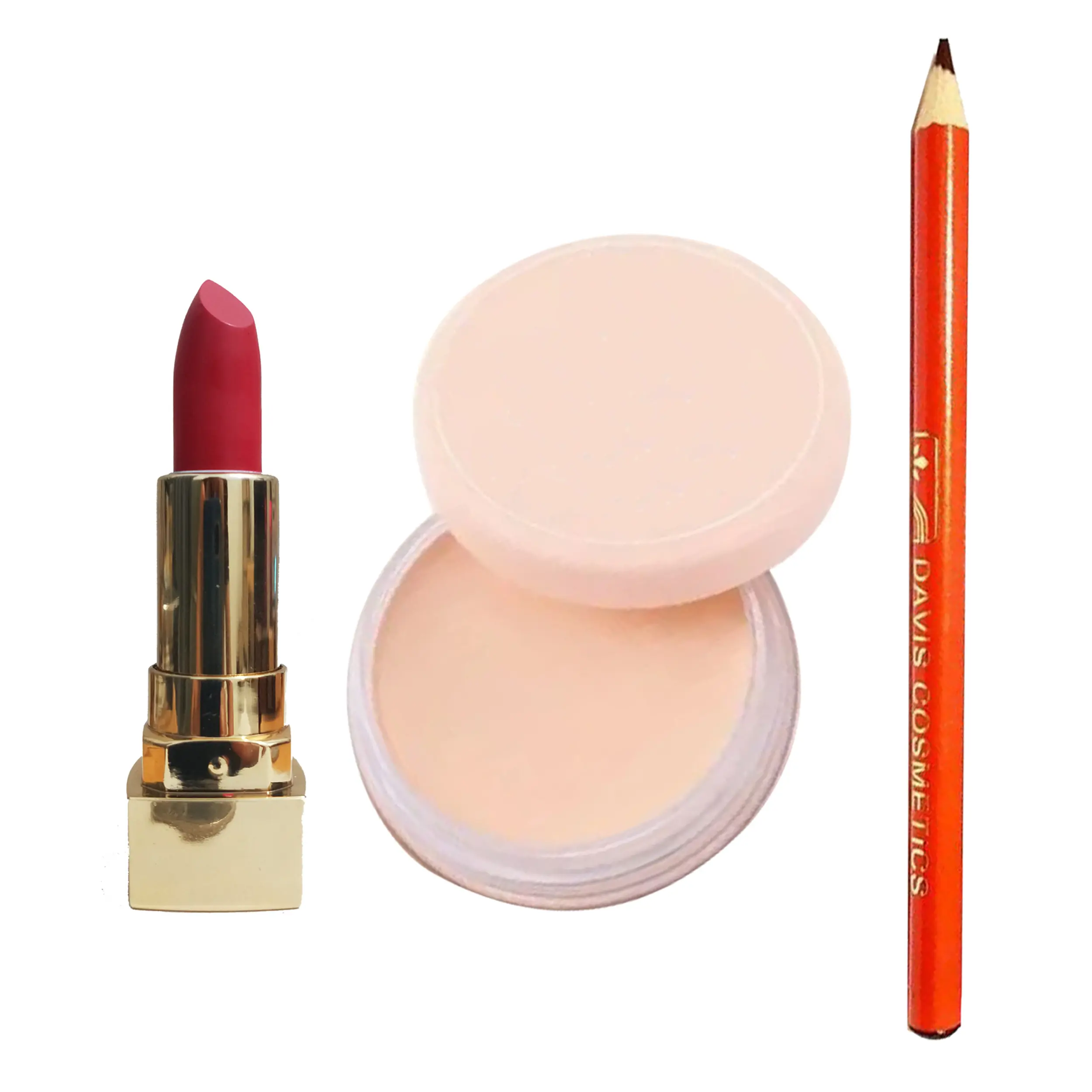 Paket Makeup 3in1 Bedak Padat Lipstik Putar dan Pensil Alis Set Kosmetik Wajah
