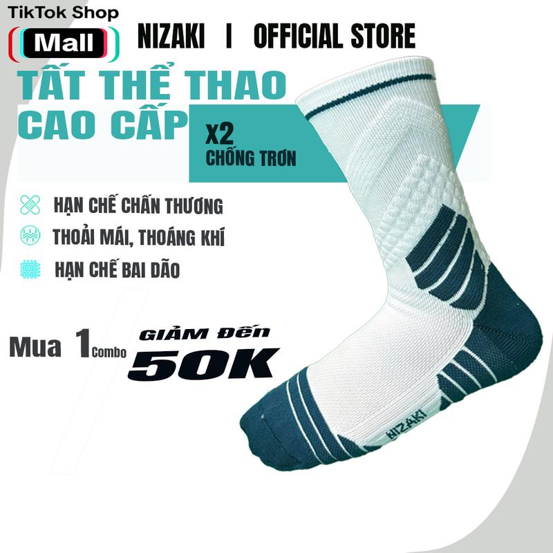 [COMBO 5] Tất Chống Trơn Nizaki Sport 63 Chính Hãng- Cotton Cao Cấp Thấm Hút Mồ Hôi Chơi Pickle Ball, Bóng Đá, Bóng Chuyền, Cầu Lông, Tennis...
