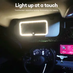 Cermin Rias LED Portabel untuk Visor Mobil dengan 3 Pilihan Cahaya Sensor Sentuh & Perlindungan Mata - Cermin Aluminium Jernih & Lampu LED Lembut
