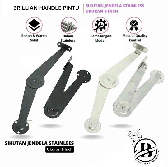Product Introduction of Engsel Salon Sikutan Lipat Jendela Premium Bahan Stainless Steel Tebal Ukuran 9 Inch - Warna Hitam Silver 10