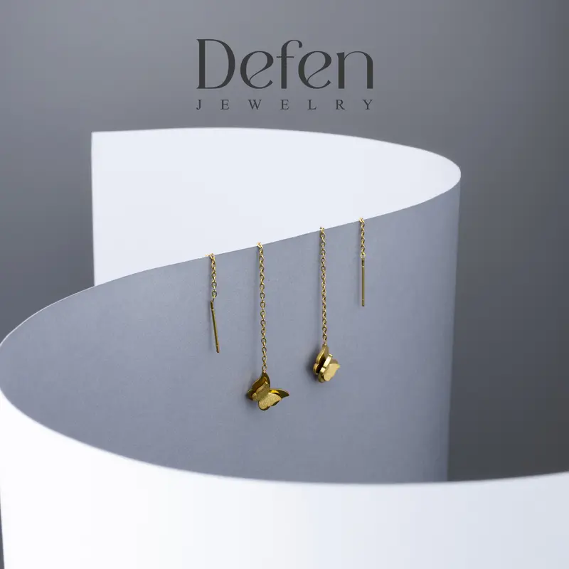 Defen Jewelry - Anting Serut Titanium Wanita Anti Karat Anting Juntai Perhiasan Cewek Model Kupu Jessy 612 3