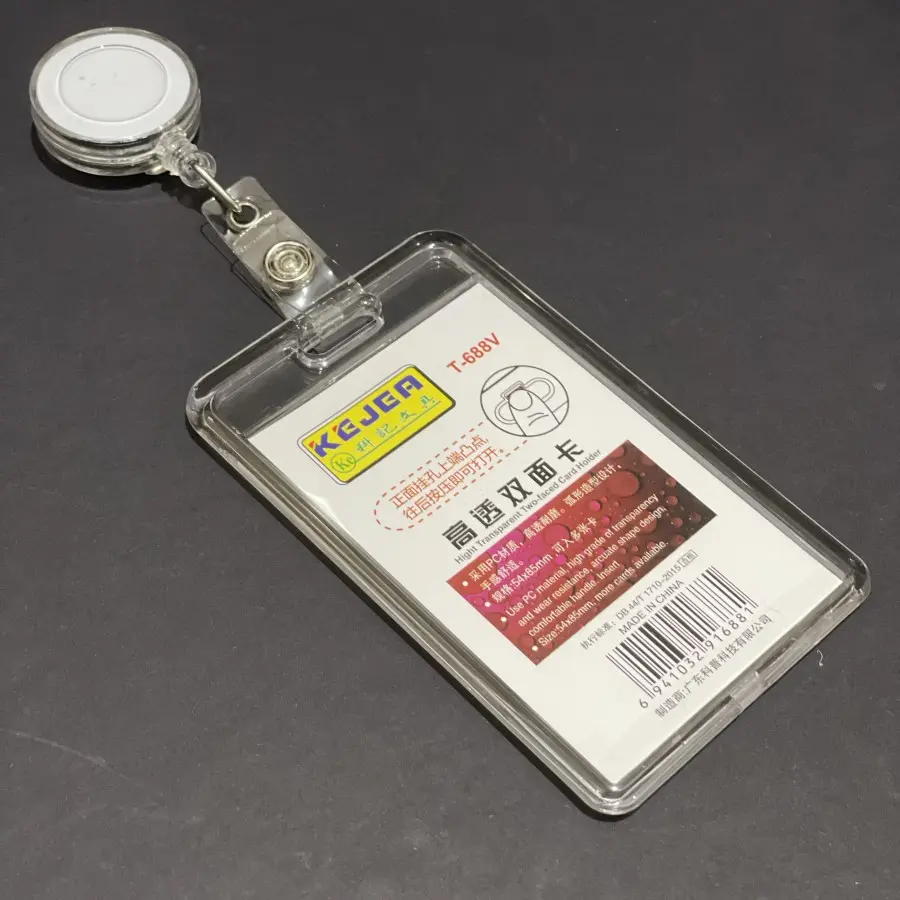 Tempat Kartu KEJEA ID Card IDcard bahan Akrilik Acrylic Kantor Nametag Name tag mika + YOYO Transparan (1 set)