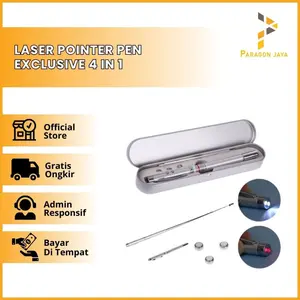 Laser Pointer Lampu Senter Telescopic Pen Exclusive 4-in-1