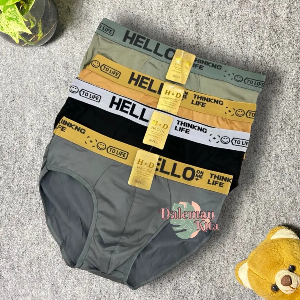 12pcs Celana dalam pria segitiga karet boxer CD pria hello dewasa murah Katun import premium Kotak Sport Cowok
