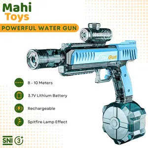 Mahi Toys Mainan Anak Water Gun Elektrik Semprotan Air dengan Efek Lampu dan Gerak Otomatis