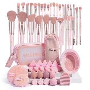Juego de herramientas de maquillaje MAANGE, juego de 49 piezas de herramientas de maquillaje con bolsa de almacenamiento, brochas suaves, esponjas de belleza, borlas de polvo, kit de herramientas de maquillaje para principiantes