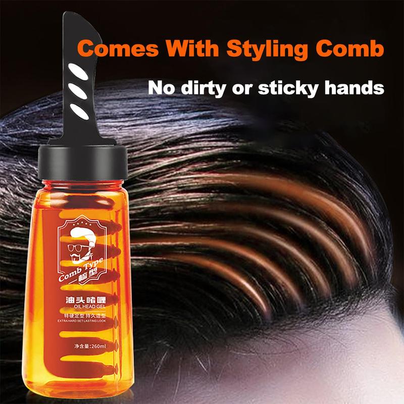 Product Introduction of Men Hair Styling Gel One Comb Type Cool Men's Hair Gel Back Head Artifact Powerful Oil Head Gel Water Haircare Clear Lightweight 11