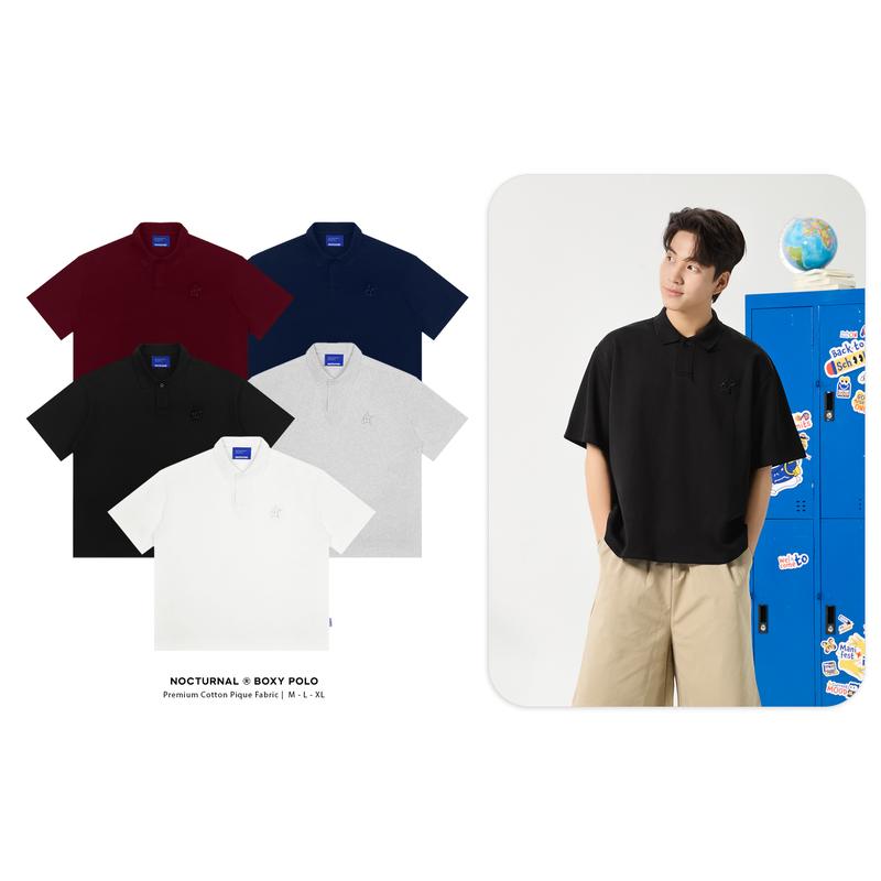 NEW COLORS Áo Polo Form Boxy NOCTURNAL Boxy Polo Cotton Pique Nam Nữ Unisex Localbrand