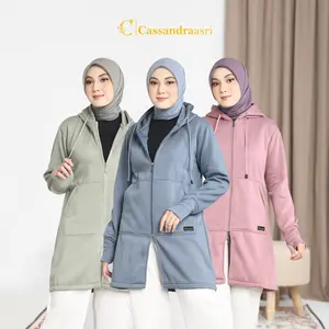 Cassandraasri Zyva Jaket Hijab Muslimah Premium Fleece Tebal Gramasi 280 Size L XL XXL Outer Wanita Syar'i Bordir Label Berkualitas