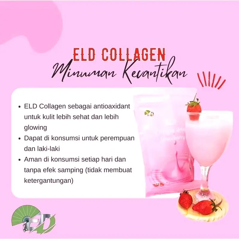 ELD Collagen Drink Strawberry Memutihkan dan Mencerahkan Kulit [60 Gram] minuman pemutih suplemen kulit 1