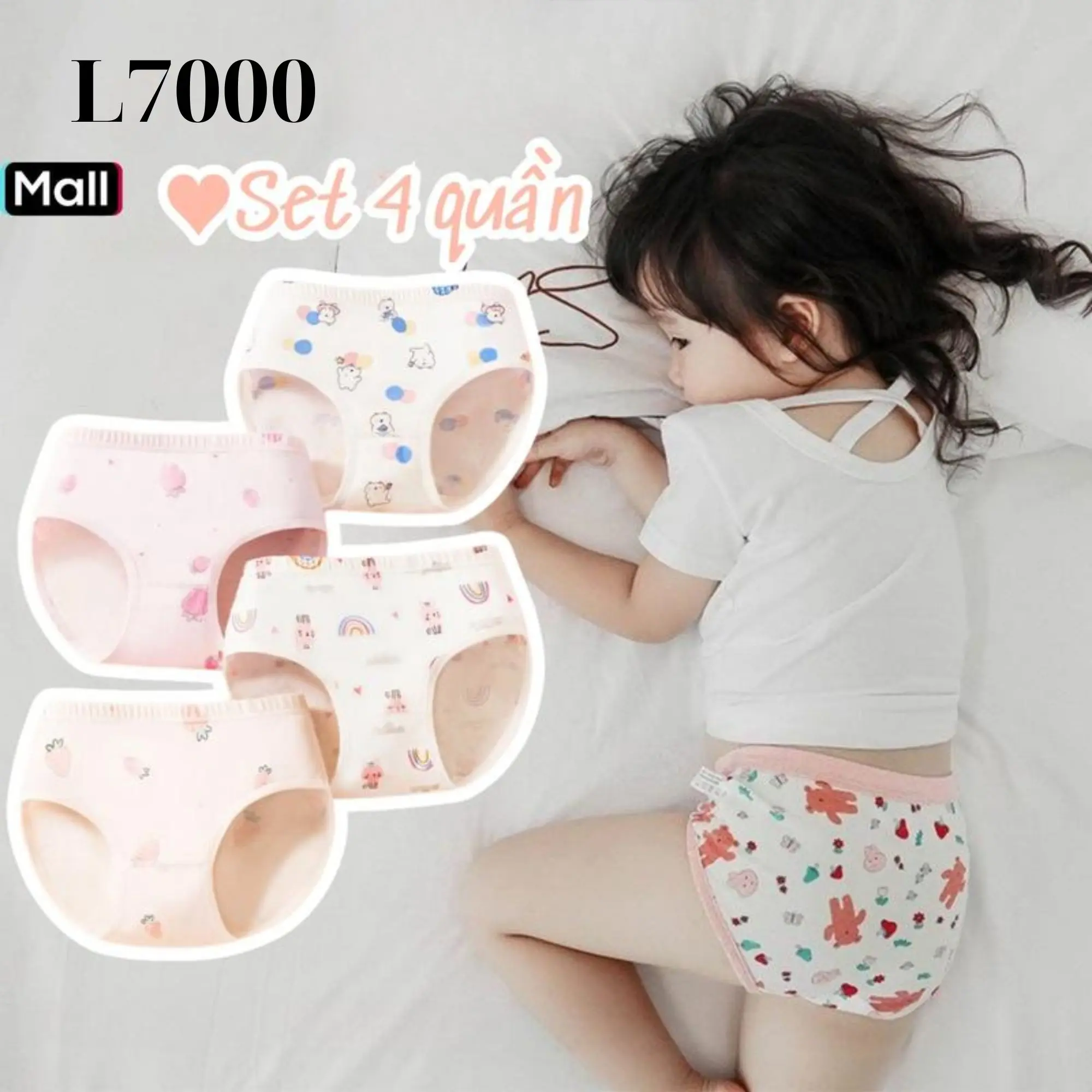 [T03 Hàng hot] Combo 4 quần chíp đùi cho bé gái, quần lót cho trẻ em hình dễ thương đáng yêu size 6-44kg Savill