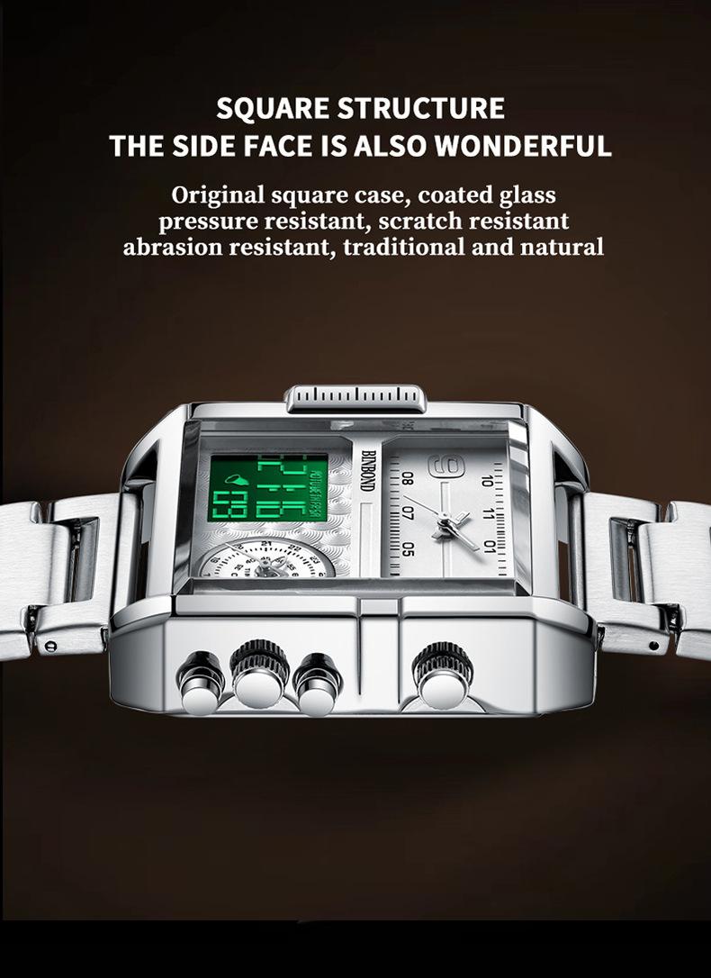 LUXUERY Jam Tangan Pria TRIPLE Time Original Tahan Air Analog Digital Rantai Stainless Steel BEST QUALITY Double Lock Keren BISA COD Watch Watches