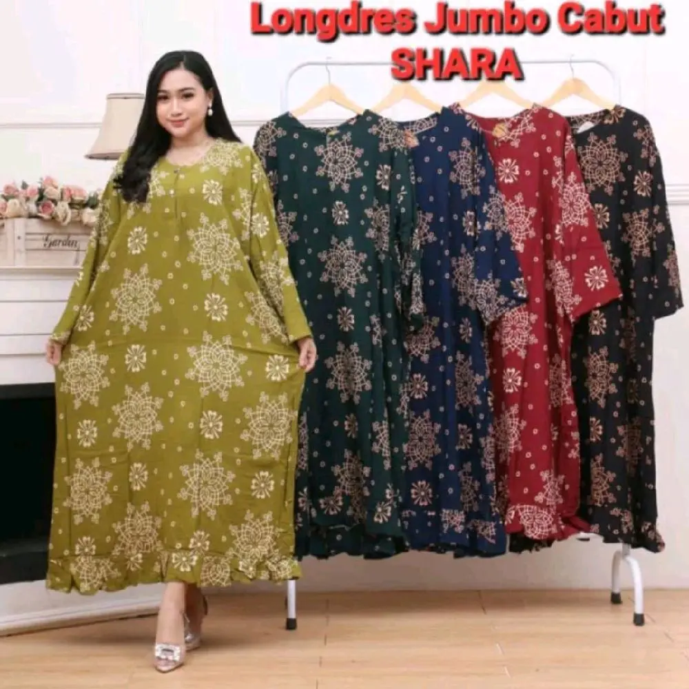 longdres jumbo ld 135 lengan panjang busui kancing depan